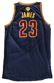 2015 LeBron James NBA Finals Game Used Cleveland Cavs Road Jersey Worn In 2 NBA Finals Games 1 & 2 On 6/4/15 - Career High 44-Points & 6/7/15-Triple-Double! (NBA/MeiGray) (Most Iconic Image of Career)